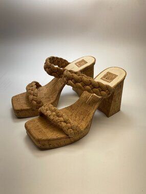 Dolce Vita Womens Ashby Open Toe Platform Cork Strap Heel Sandals Sz 10